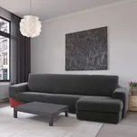 decoDoma napínací potahy na pohovku s otomanem strečový NIAGARA antracitová sedačka s otomanem vpravo (š. 200 - 300 cm)