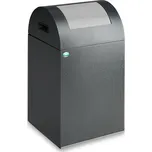 Nádoba na odpad, z ocelového plechu, samozhášecí, 43 litrů, šedá, stříbrná klapka pro vhazování