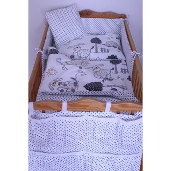 Kapsář na postýlku šedé puntíky na bílé