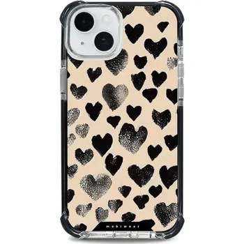 Pouzdro na mobilní telefon Odolný obal Mobiwear MagSafe Elite Bumper - Apple iPhone 15 Plus - DA51D Černá srdíčka (Odolný kryt, pouzdro, obal Mobiwear Elite Bumper na mobil Apple iPhone 15 Plus - DA51D Černá srdíčka, materiál Plast + TPU silikon + kov - zesílená ochrana telefonu,)
