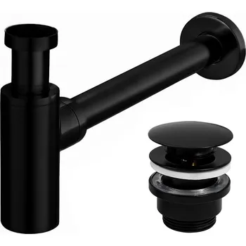 Sifon HOPA Umyvadlový kovový sifon s click/clack zátkou, univerzální, černá, BAHA5215