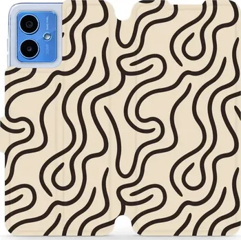 Pouzdro na mobilní telefon Flipové pouzdro Mobiwear - Motorola Moto G14 - VA60S Linky (Knížkové flip pouzdro, obal, kryt na mobil Motorola Moto G14 - VA60S Linky, materiál Umělá kůže + TPU - ochrana 360°, stojánek, silikonová vanička, magnetické zavírání)