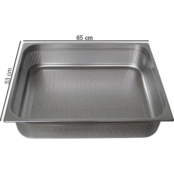 Plech na pečení TOMGAST | Gastronádoba PROFI velikost GN 2/1, výška 6,5 cm, děrovaná (Gastornádoba děrovaná PROFI)