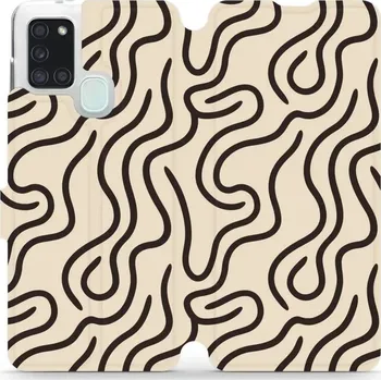 Pouzdro na mobilní telefon Flipové pouzdro Mobiwear - Samsung Galaxy A21S - VA60S Linky (Knížkové flip pouzdro, obal, kryt na mobil Samsung Galaxy A21S - VA60S Linky, materiál Umělá kůže + TPU - ochrana 360°, stojánek, silikonová vanička, magnetické zavírání)