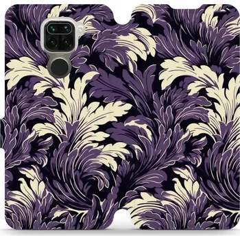 Pouzdro na mobilní telefon Flipové pouzdro Mobiwear - Xiaomi Redmi Note 9 - VA46S Fialové rostliny (Knížkové flip pouzdro, obal, kryt na mobil Xiaomi Redmi Note 9 - VA46S Fialové rostliny, materiál Umělá kůže + TPU - ochrana 360°, stojánek, silikonová vanička, magnetické zavírání)