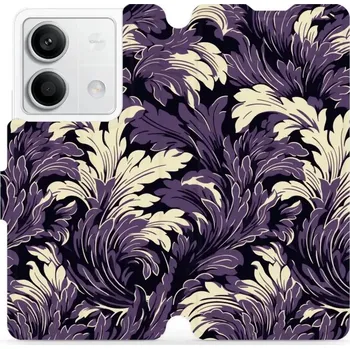 Pouzdro na mobilní telefon Flipové pouzdro Mobiwear - Xiaomi Redmi Note 13 5G - VA46S Fialové rostliny (Knížkové flip pouzdro, obal, kryt na mobil Xiaomi Redmi Note 13 5G - VA46S Fialové rostliny, materiál Umělá kůže + TPU - ochrana 360°, stojánek, silikonová vanička, magnetické)