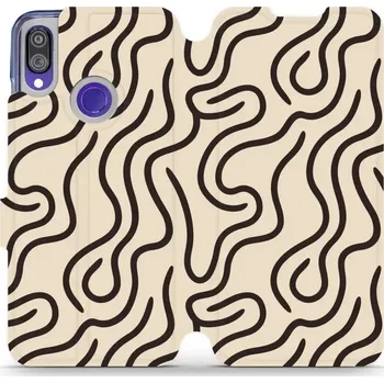 Pouzdro na mobilní telefon Flipové pouzdro Mobiwear - Xiaomi Redmi Note 7 - VA60S Linky (Knížkové flip pouzdro, obal, kryt na mobil Xiaomi Redmi Note 7 - VA60S Linky, materiál Umělá kůže + TPU - ochrana 360°, stojánek, silikonová vanička, magnetické zavírání)