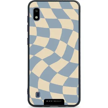 Lesklý kryt Mobiwear Glossy - Samsung Galaxy A10 - GA59G Modrá a béžová šachovnice (Prémiové lesklé pouzdro, obal, kryt Mobiwear Glossy na mobil Samsung Galaxy A10 - GA59G Modrá a béžová šachovnice, materiál Plast + TPU silikon - krytí po všech stranách,)