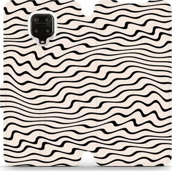 Pouzdro na mobilní telefon Flipové pouzdro Mobiwear - Xiaomi Redmi Note 9 Pro / Note 9S - VA62S Vlnky na béžové (Knížkové flip pouzdro, obal, kryt na mobil Xiaomi Redmi Note 9 Pro / Note 9S - VA62S Vlnky na béžové, materiál Umělá kůže + TPU - ochrana 360°, stojánek, silikonová)