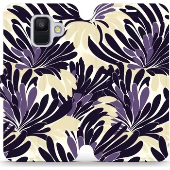 Pouzdro na mobilní telefon Flipové pouzdro Mobiwear - Samsung Galaxy A6 2018 - VA47S Fialová flóra (Knížkové flip pouzdro, obal, kryt na mobil Samsung Galaxy A6 2018 - VA47S Fialová flóra, materiál Umělá kůže + TPU - ochrana 360°, stojánek, silikonová vanička, magnetické zavírání)