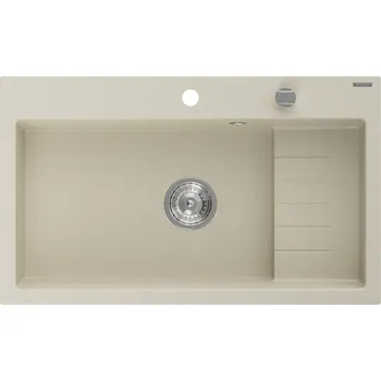 Granitový dřez MEXEN - Omar granitový dřez 1 s odkapávačem 800 x 480 mm, béžová, sifon chrom 6520801005-69
