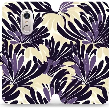 Pouzdro na mobilní telefon Flipové pouzdro Mobiwear - Xiaomi Redmi 5 Plus - VA47S Fialová flóra (Knížkové flip pouzdro, obal, kryt na mobil Xiaomi Redmi 5 Plus - VA47S Fialová flóra, materiál Umělá kůže + TPU - ochrana 360°, stojánek, silikonová vanička, magnetické zavírání)