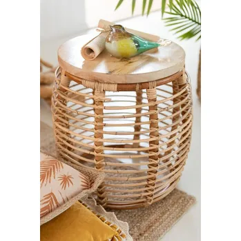 Konferenční stolek Přírodní ratanový odkládací stolek Ana Rattan Natural - Ø 40*48 cm