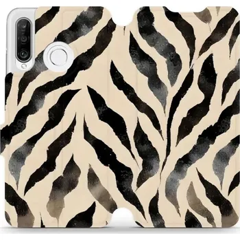 Pouzdro na mobilní telefon Flipové pouzdro Mobiwear - Huawei P30 Lite - VA53S Zebří (Knížkové flip pouzdro, obal, kryt na mobil Huawei P30 Lite - VA53S Zebří, materiál Umělá kůže + TPU - ochrana 360°, stojánek, silikonová vanička, magnetické zavírání)