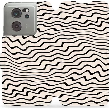 Pouzdro na mobilní telefon Flipové pouzdro Mobiwear - Xiaomi 13T / 13T Pro - VA62S Vlnky na béžové (Knížkové flip pouzdro, obal, kryt na mobil Xiaomi 13T / 13T Pro - VA62S Vlnky na béžové, materiál Umělá kůže + TPU - ochrana 360°, stojánek, silikonová vanička, magnetické zavírání)