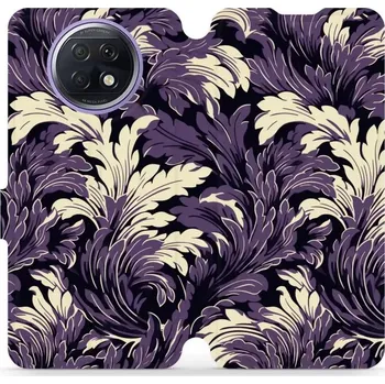 Pouzdro na mobilní telefon Flipové pouzdro Mobiwear - Xiaomi Redmi Note 9T - VA46S Fialové rostliny (Knížkové flip pouzdro, obal, kryt na mobil Xiaomi Redmi Note 9T - VA46S Fialové rostliny, materiál Umělá kůže + TPU - ochrana 360°, stojánek, silikonová vanička, magnetické zavírání