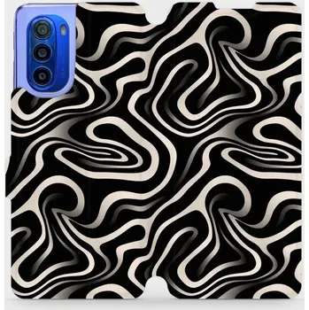 Pouzdro na mobilní telefon Flipové pouzdro Mobiwear - Motorola Moto G51 5G - VA63S Vlnky a linky (Knížkové flip pouzdro, obal, kryt na mobil Motorola Moto G51 5G - VA63S Vlnky a linky, materiál Umělá kůže + TPU - ochrana 360°, stojánek, silikonová vanička, magnetické zavírání)