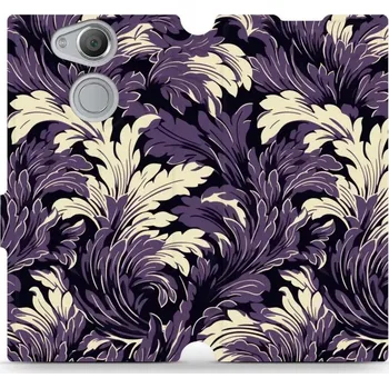 Pouzdro na mobilní telefon Flipové pouzdro Mobiwear - Sony Xperia XA2 - VA46S Fialové rostliny (Knížkové flip pouzdro, obal, kryt na mobil Sony Xperia XA2 - VA46S Fialové rostliny, materiál Umělá kůže + TPU - ochrana 360°, stojánek, silikonová vanička, magnetické zavírání)