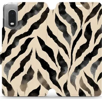 Pouzdro na mobilní telefon Flipové pouzdro Mobiwear - Samsung Galaxy Xcover PRO - VA53S Zebří (Knížkové flip pouzdro, obal, kryt na mobil Samsung Galaxy Xcover PRO - VA53S Zebří, materiál Umělá kůže + TPU - ochrana 360°, stojánek, silikonová vanička, magnetické zavírání)