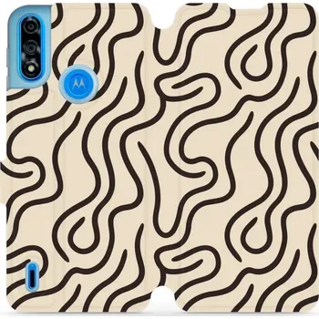 Pouzdro na mobilní telefon Flipové pouzdro Mobiwear - Motorola Moto E7i Power - VA60S Linky (Knížkové flip pouzdro, obal, kryt na mobil Motorola Moto E7i Power - VA60S Linky, materiál Umělá kůže + TPU - ochrana 360°, stojánek, silikonová vanička, magnetické zavírání)