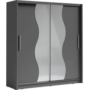 Šatní skříň Skříň s posuvnými dveřmi BIRGAMO TYP 1, šířka 205 cm, tmavě šedý grafit