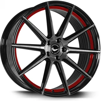 Alu kolo Barracuda PROJECT 2.0 černá lesklá / broušená / červený lem 10,5×21" 5×112 ET 20