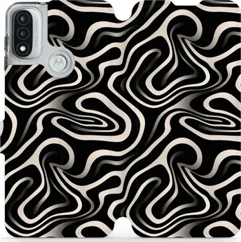 Pouzdro na mobilní telefon Flipové pouzdro Mobiwear - Motorola Moto E20 - VA63S Vlnky a linky (Knížkové flip pouzdro, obal, kryt na mobil Motorola Moto E20 - VA63S Vlnky a linky, materiál Umělá kůže + TPU - ochrana 360°, stojánek, silikonová vanička, magnetické zavírání)