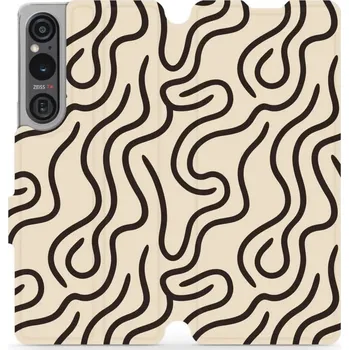 Pouzdro na mobilní telefon Flipové pouzdro Mobiwear - Sony Xperia 1 V - VA60S Linky (Knížkové flip pouzdro, obal, kryt na mobil Sony Xperia 1 V - VA60S Linky, materiál Umělá kůže + TPU - ochrana 360°, stojánek, silikonová vanička, magnetické zavírání)