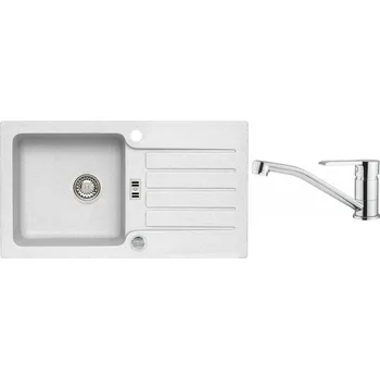 Kuchyňský dřez Alveus Set Niagara 30 Granitový dřez s odkapem 775x430 mm + baterie Ruta, bílá, SETA479