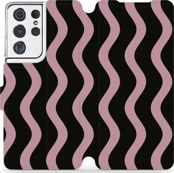 Pouzdro na mobilní telefon Flipové pouzdro Mobiwear - Samsung Galaxy S21 Ultra - VA54S Fialové vlnky (Knížkové flip pouzdro, obal, kryt na mobil Samsung Galaxy S21 Ultra - VA54S Fialové vlnky, materiál Umělá kůže + TPU - ochrana 360°, stojánek, silikonová vanička, magnetické zavírá