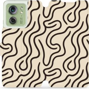 Pouzdro na mobilní telefon Flipové pouzdro Mobiwear - Motorola Edge 40 - VA60S Linky (Knížkové flip pouzdro, obal, kryt na mobil Motorola Edge 40 - VA60S Linky, materiál Umělá kůže + TPU - ochrana 360°, stojánek, silikonová vanička, magnetické zavírání)