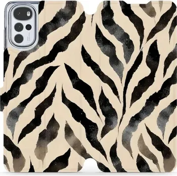 Pouzdro na mobilní telefon Flipové pouzdro Mobiwear - Motorola Moto G22 - VA53S Zebří (Knížkové flip pouzdro, obal, kryt na mobil Motorola Moto G22 - VA53S Zebří, materiál Umělá kůže + TPU - ochrana 360°, stojánek, silikonová vanička, magnetické zavírání)