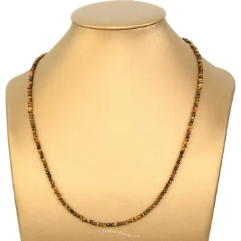 Náhrdelník Náhrdelník tygří oko broušené kuličky 3mm Ag 925/1000 (cca 47cm)