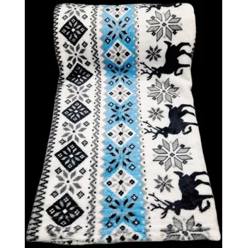 deka Mikroplyšová deka SEVERSKÝ VZOR modro-bílá