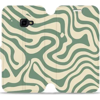 Pouzdro na mobilní telefon Flipové pouzdro Mobiwear - Samsung Galaxy Xcover 4 - VA57S Zelené a béžové zkrouceniny (Knížkové flip pouzdro, obal, kryt na mobil Samsung Galaxy Xcover 4 - VA57S Zelené a béžové zkrouceniny, materiál Umělá kůže + TPU - ochrana 360°, stojánek, silikonová)