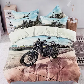 Povlečení Universal design 3D povlečení motorka 7 + dárek malý polštář 40x50 cm
