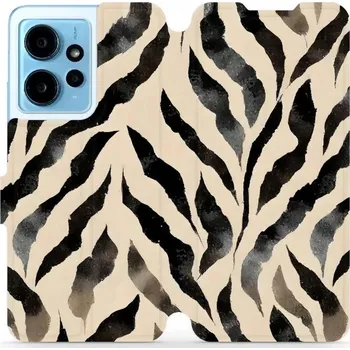 Pouzdro na mobilní telefon Flipové pouzdro Mobiwear - Xiaomi Redmi Note 12 4G - VA53S Zebří (Knížkové flip pouzdro, obal, kryt na mobil Xiaomi Redmi Note 12 4G - VA53S Zebří, materiál Umělá kůže + TPU - ochrana 360°, stojánek, silikonová vanička, magnetické zavírání)