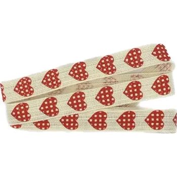 Stuha Stuha bavlněná smetanová HEART 15mm x 2m(6,-Kč/m) (Dekorační látková stuha, smetanová, jednostranný potisk)
