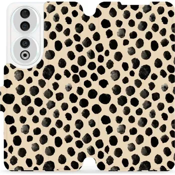 Pouzdro na mobilní telefon Flipové pouzdro Mobiwear - Honor 90 - VA50S Černé puntíky (Knížkové flip pouzdro, obal, kryt na mobil Honor 90 - VA50S Černé puntíky, materiál Umělá kůže + TPU - ochrana 360°, stojánek, silikonová vanička, magnetické zavírání)