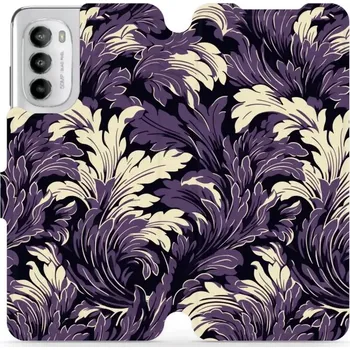 Pouzdro na mobilní telefon Flipové pouzdro Mobiwear - Motorola Moto G82 5G - VA46S Fialové rostliny (Knížkové flip pouzdro, obal, kryt na mobil Motorola Moto G82 5G - VA46S Fialové rostliny, materiál Umělá kůže + TPU - ochrana 360°, stojánek, silikonová vanička, magnetické zavírání