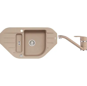 Granitový dřez Alveus Set Niagara 60 Granitový dřez rohový 900x500 mm + baterie Nina, béžová, SETA154