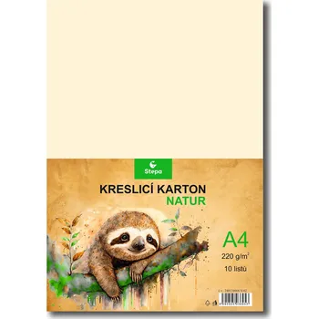 Karton Papír kreslící karton natur A4 220g, 10listů