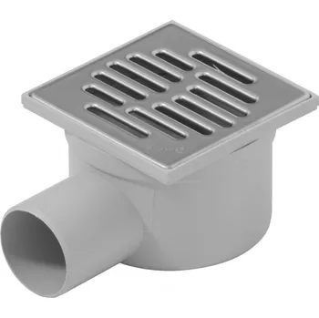 Odvodňovací žlab Dakota Podlahová vpusť s bočním odtokem a nerezovou mřížkou 115 x 115 mm