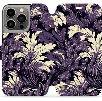 Pouzdro na mobilní telefon Flipové pouzdro Mobiwear - Apple iPhone 13 Pro - VA46S Fialové rostliny (Knížkové flip pouzdro, obal, kryt na mobil Apple iPhone 13 Pro - VA46S Fialové rostliny, materiál Umělá kůže + TPU - ochrana 360°, stojánek, silikonová vanička, magnetické zavírání)