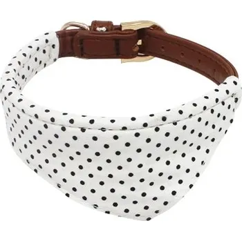 Obojek pro psa Kožený obojek pro psy a kočky s mašličkou - Bílé šátky,M