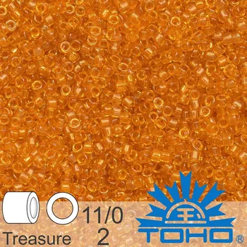 Korálek Korálky TOHO tvar TREASURE (válcové). Velikost 11/0. Barva č. 2-Transparent Lt. Topaz . Balení 5g.