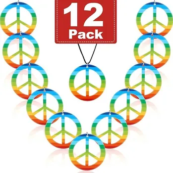 Karnevalový doplněk Hippie náhrdelník 12 kusů