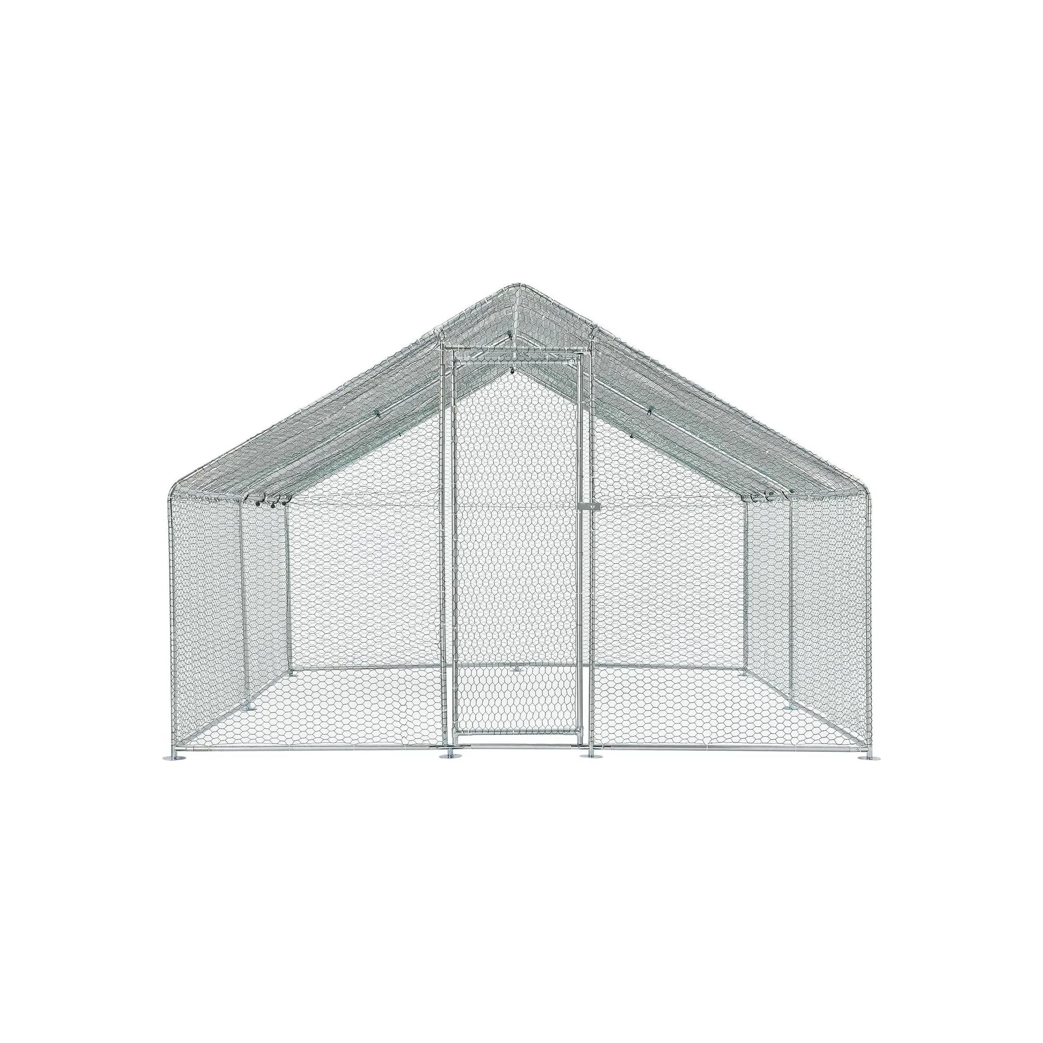 Fotografie 2 -  Venkovní klec pro slepice pozinkovaná s plachtou sedlová střecha 3 x 4 x 2 m