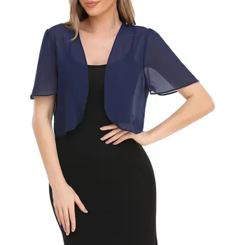 Dámský svetr Dámské šifonové bolerko Barva: Modrá, Velikost: M