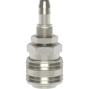 Příslušenství ke kompresoru Lüdecke Průchozí poniklované rychlospojky do panelu s trnem na hadici 10 mm